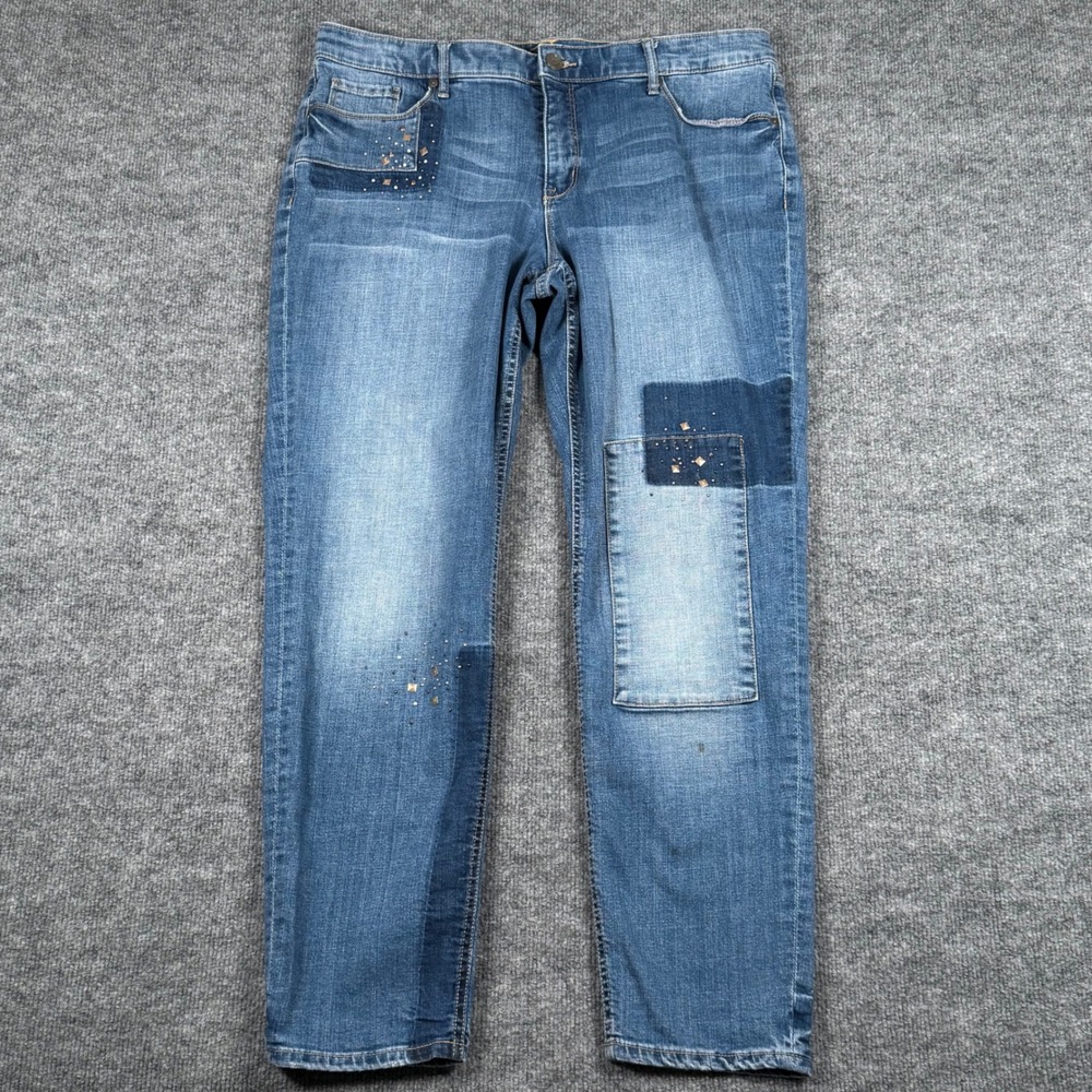 Missy 14 Senora Courant Freedom Boyfriend Jeans Blue Wash Embellished‎ Patchwork